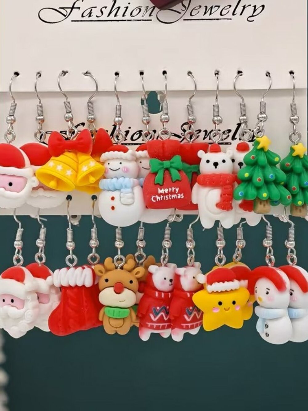 12 pair Resin Christmas Tree Santa Claus Reindeer Gingerbread Z4